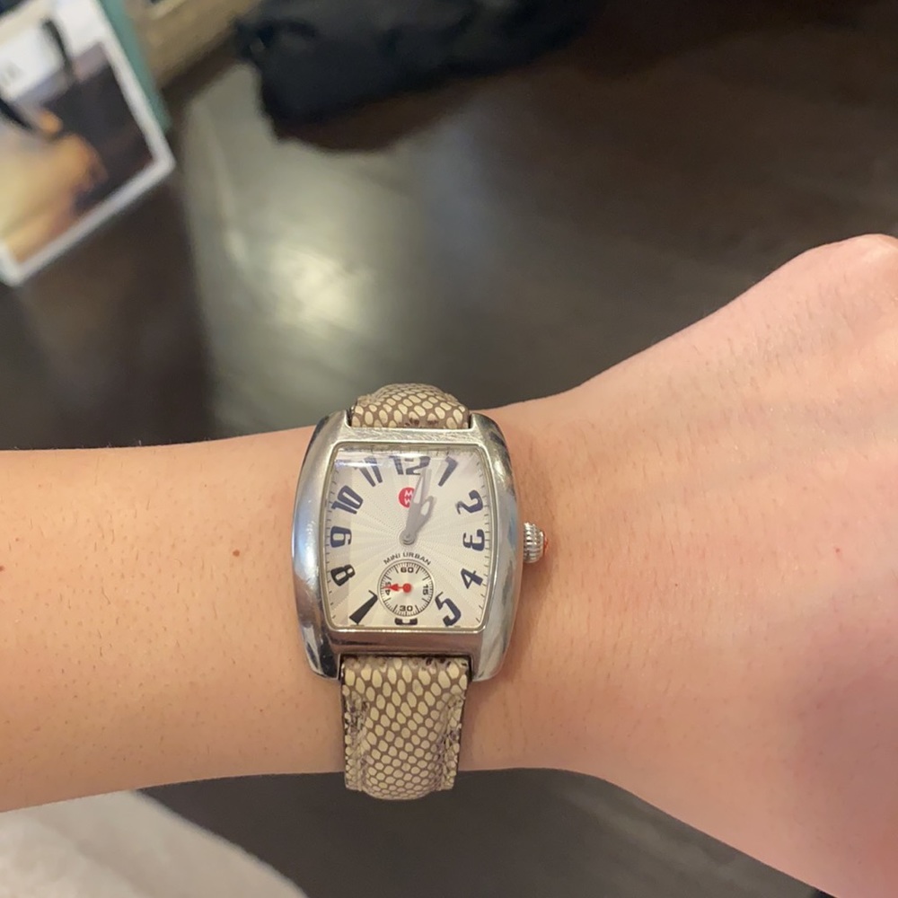 Silver Michele Mini Urban Watch With Python Band - image 3